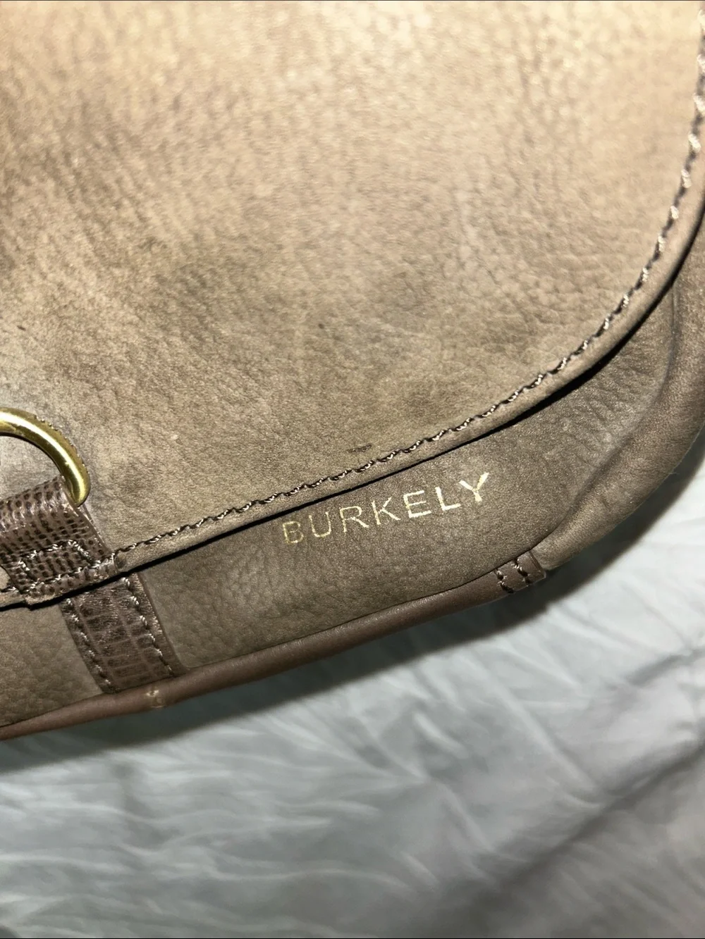 Burkely   “ Soul Sam “ Citybag Suede Crossbody Bag with Brass Accents